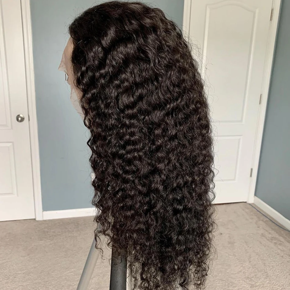 30 32 34 inch Deep Curly Lace Front Wig Transparent HD 13x6 Frontal Human Hair Wigs 4X4 Wave | Шиньоны и парики