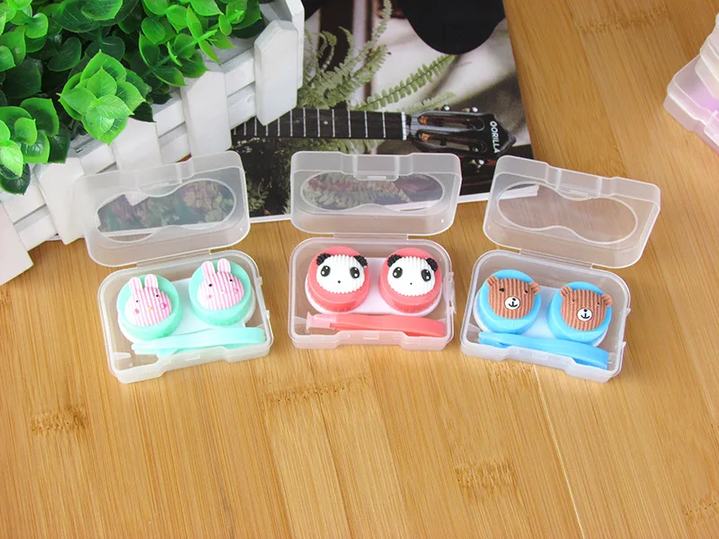 20set/lot Rabbit panda frog animal contact lenses box / companion Cartoon eyeglasses lens care /pencil case | Канцтовары для офиса