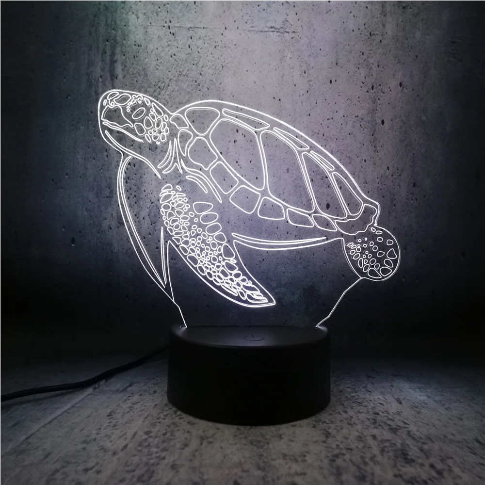 Черепаха 3D светодиодный светильник красочная Эволюция ночные светильники