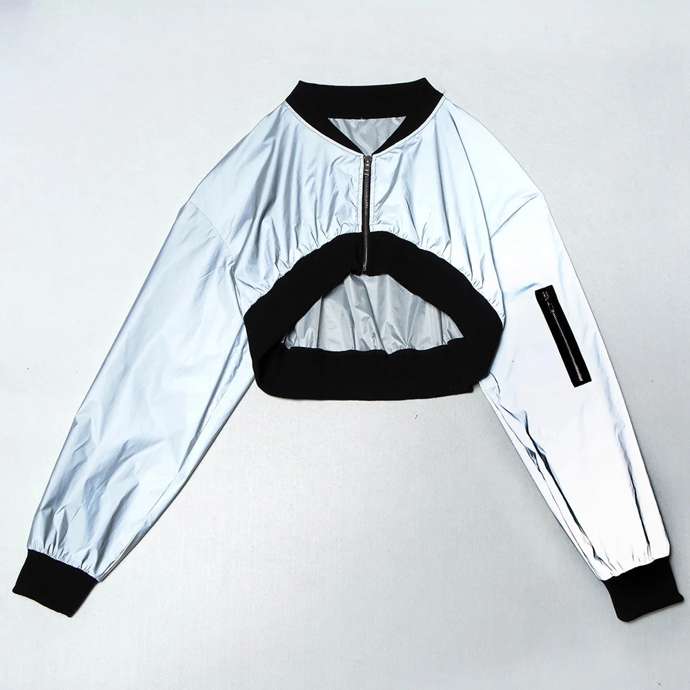 Joineles модные Светоотражающие Клубные женские бейсбольные пальто с вырезом