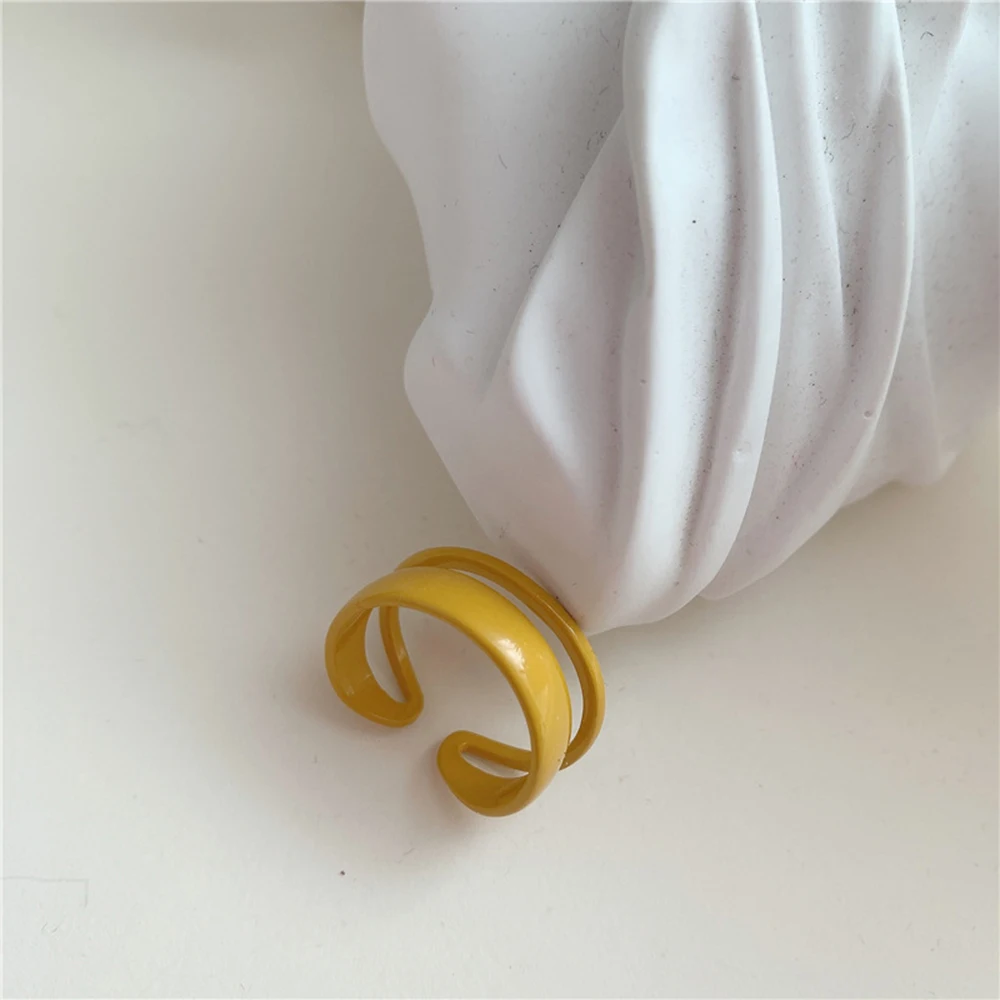 

Fashion Handmade Enamel Colorful Macaroon Ring Cute Orange White Opening Adjustable Rings for Women Jewelry Party Gifts