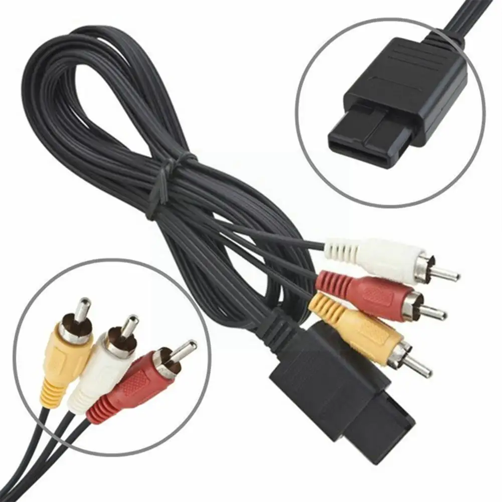 

New 1.8M TV RCA AV Audio Game Video Stereo Cord Cable For Nintend N64 Cube Connector N64 64 SFC Game Video Consoles N NGC U7P4