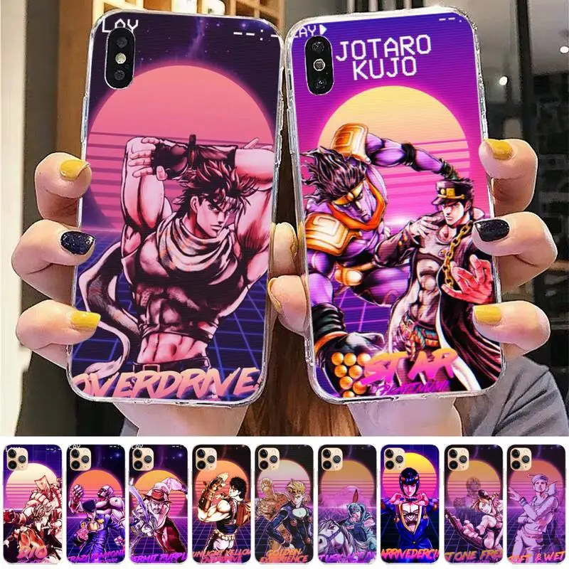 

TOPLBPCS Anime JoJos Bizarre Adventure Phone Case for iPhone 11 12 13 mini pro XS MAX 8 7 6 6S Plus X 5S SE 2020 XR case