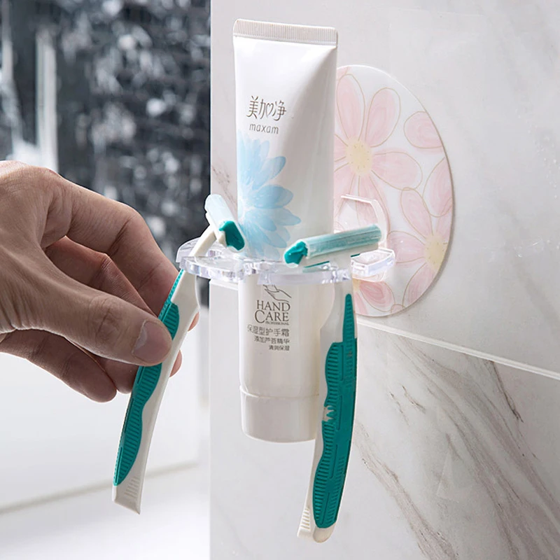 

1PC Plastic Toothbrush Holder Toothpaste Stand Wall Razor Hanger Tooth Brush Dispenser Bathroom Accessories Organizer Tools Sets
