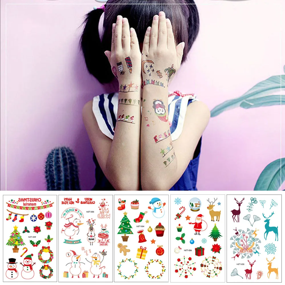 1 лист Рождественская временная татуировка наклейка поддельные татуировки