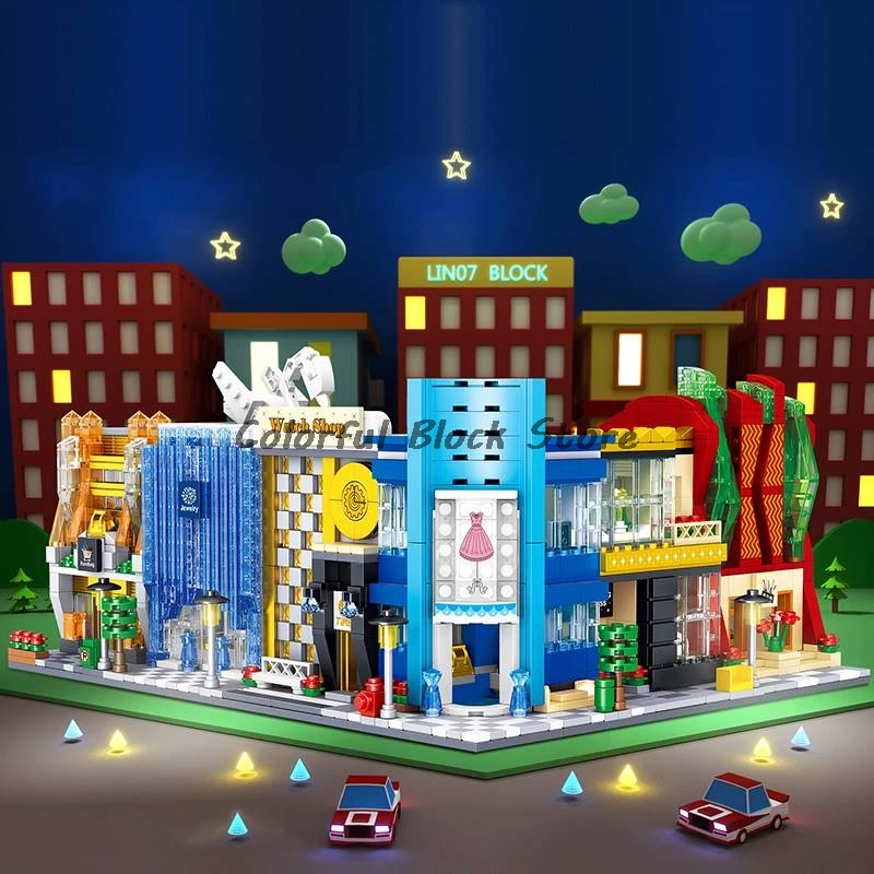 Строительные блоки MOC игрушки город электронный Модный магазин уличный вид
