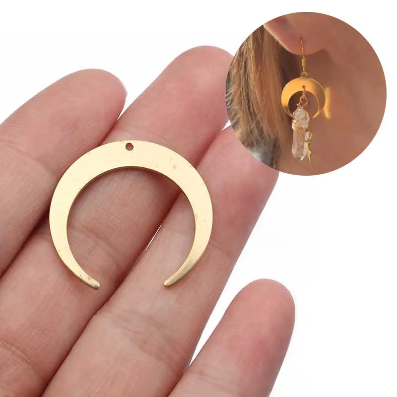 10 шт. 27x26 мм, латунные подвески в виде необработанной Луны для самостоятельного изготовления сережек, аксессуары для ювелирных изделий ручной работы