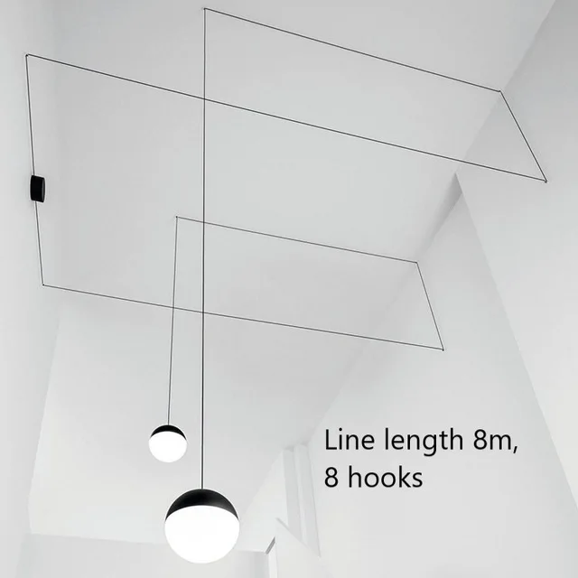 2 heads 8M Современный подвесной светильник с черным стеклянным шаром, подвесной светильник с длинной линией для кухни, гостиной, скандинавского шара, светильник, светильники - Цвет корпуса: 2 heads 8M