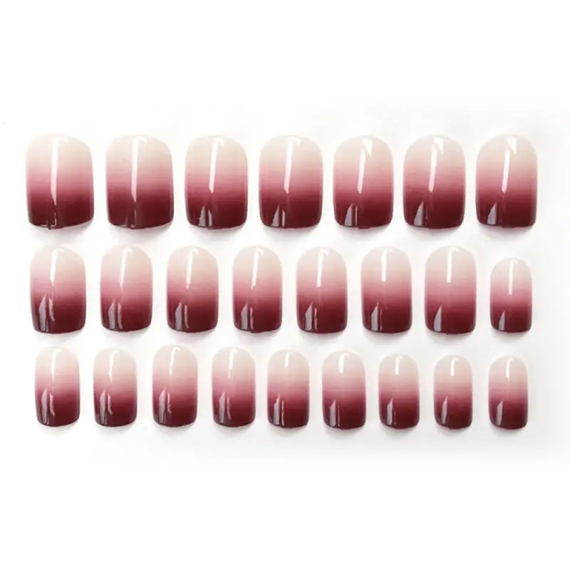 24 шт. градиент ногти французского маникюра длинное пальто для девочек акриловые
