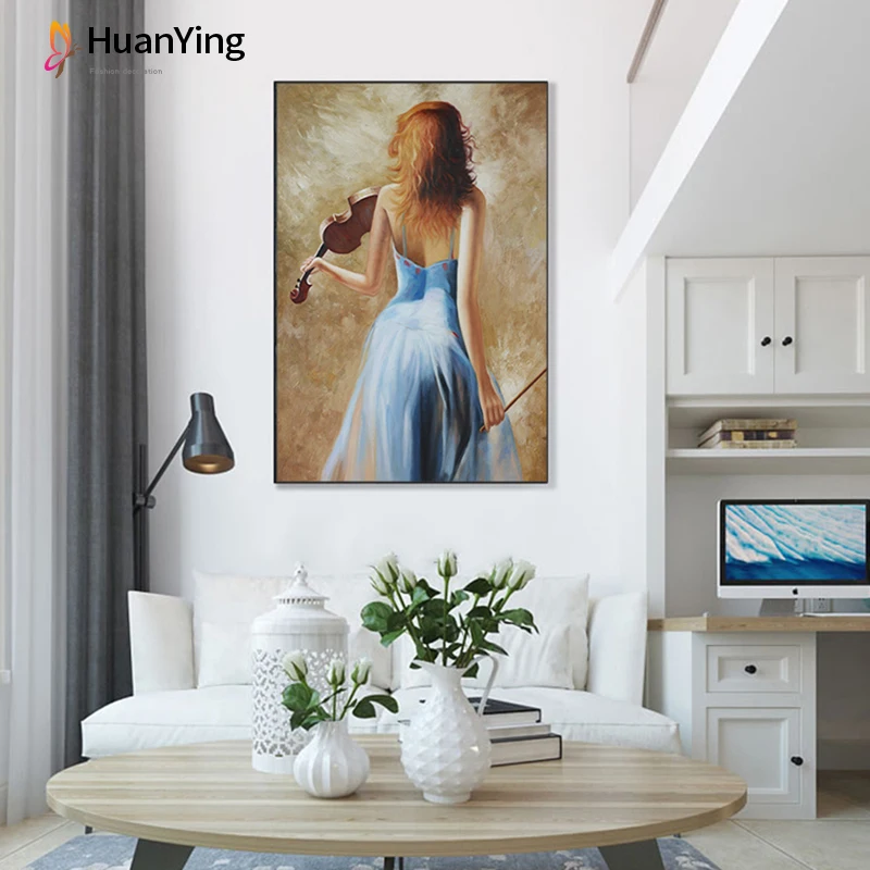 

Abstract Vintage Violin Woman Picture Modern Wall Art Figure Poster Home Decor Living Room Bedroom Decoration Canvas Paintings