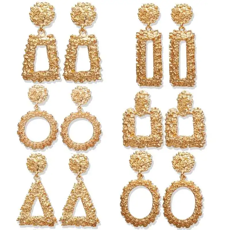 Ретро металлические прямоугольные свисающие женские Серьги Геометрические