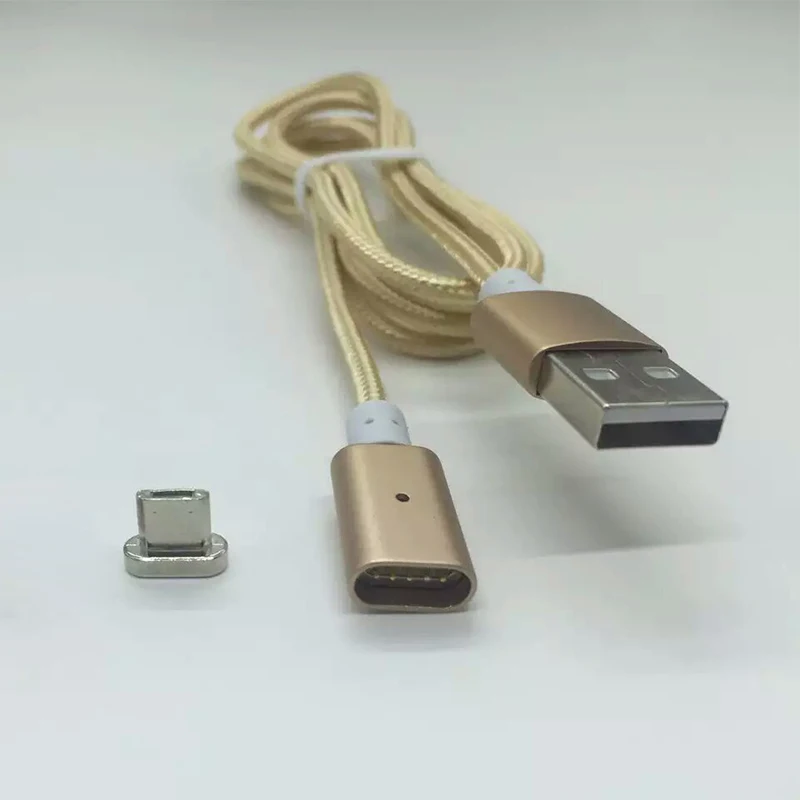 

UGI 1.5M/5FT Gold Nylon Braided 2.4A HIGH SPEED Charging Magnetic Cable Type C USB C Charging Cable Adapter Cord For Samsung HTC