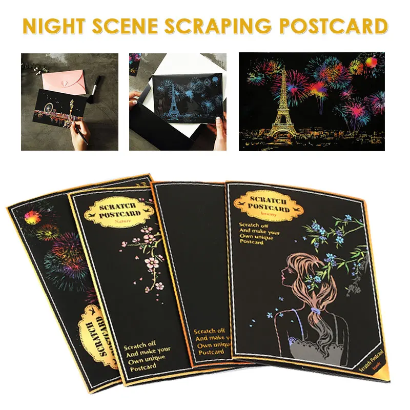 21*15cmMagic Scratch Art Crafts World landscript картины бумага для взрослых декомпрессионные игрушки