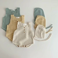 milancel 2020 new baby clothes knit baby boy one piece toddler vest bodysuit and hat cute infant girls suit