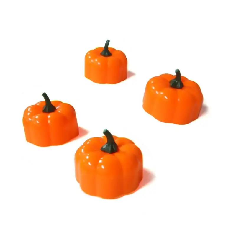 

4 Pcs Halloween Decorations Pumpkin Candles LED Light Pumpkin Electronic Decor DIY Lights Ornaments For Home Halloween Props