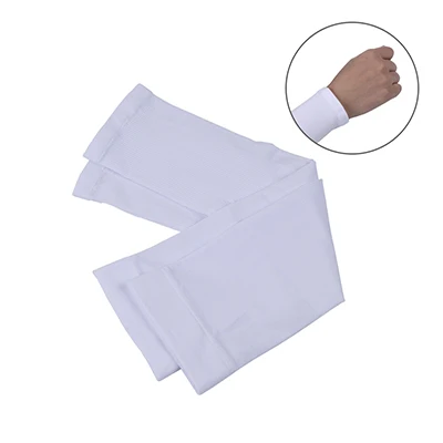 White Fingerless Ледяная ткань рукава летняя спортивная защита от ультрафиолетовых лучей Бег Велоспорт Вождение Рыбалка светоотражающие солнцезащитные полосы - Цвет: White Fingerless