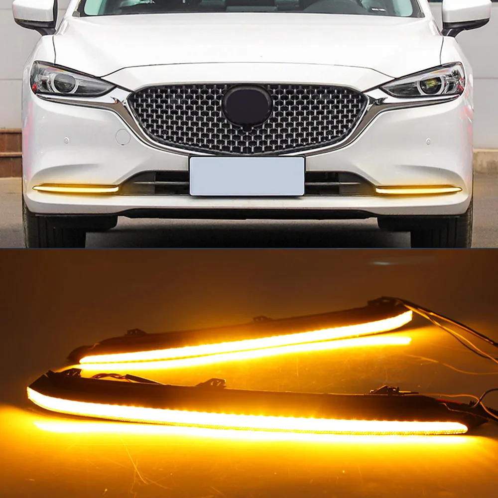 Автомобильные фонари 1 пара DRL Lamp LED Daytime Running Light с желтым поворотным сигналом противотуманная фара для Mazda 6 Atenza 2020 2021.