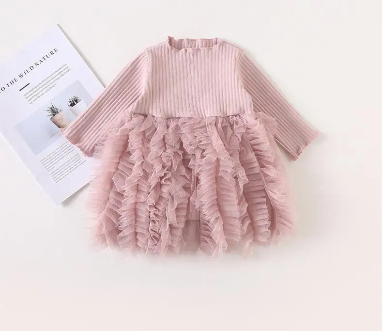 2019 Фирменная Новинка Модные Симпатичные для маленьких девочек осеннее платье с