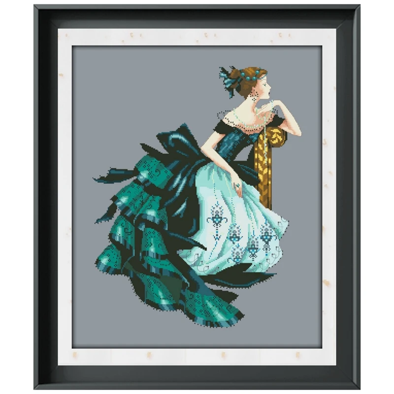 

Женский комплект для вышивки крестиком, зеленое платье из хлопчатобумажной ткани, 18/14/11 шт.