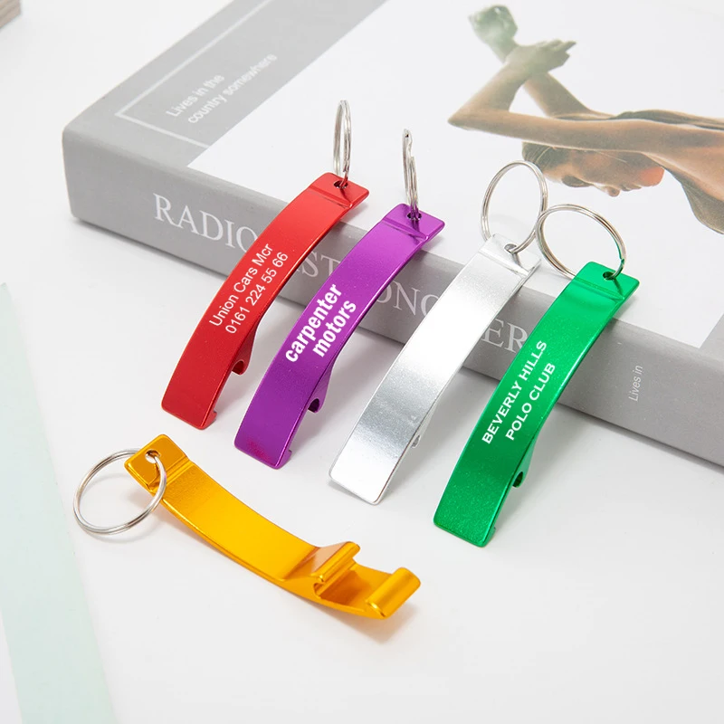 

Изготовленным на заказ логосом гравировкой открывалка для бутылок брелок металлический Алюминий брелок открывашка для пива персонализированные небольшие рекламные подарки 50 штук