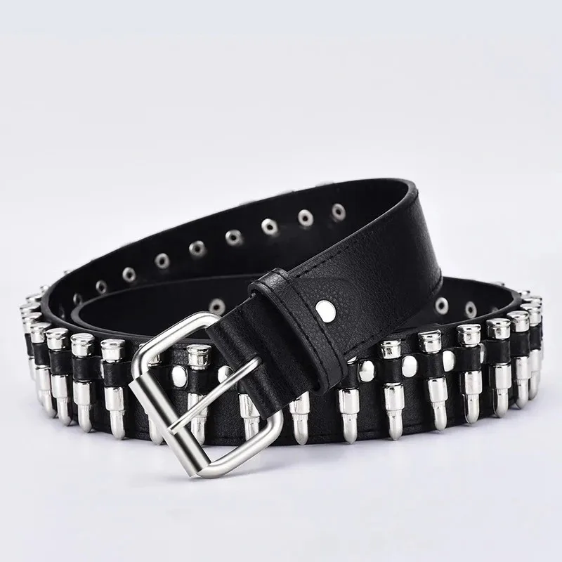 

New fashion ladies leather punk belt hollow rivet luxury brand belt personality rock wild adjustable young trend