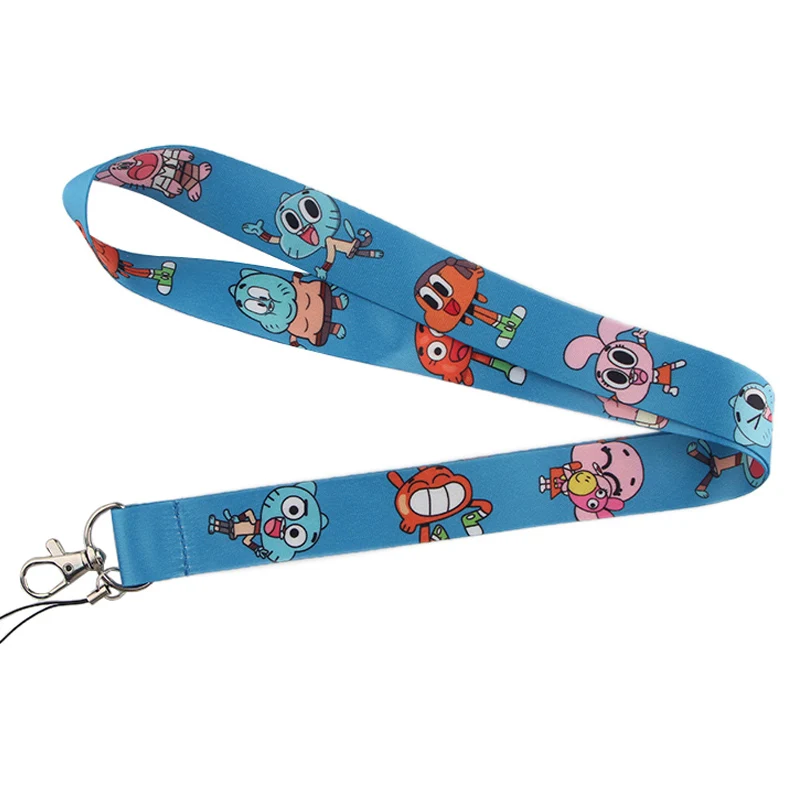P4023 Dongmanli удивительный мир Gumball Lanyards держатель удостоверения личности Брелок ID карта Пропуск Тренажерный зал мобильный бейдж держатель ключа