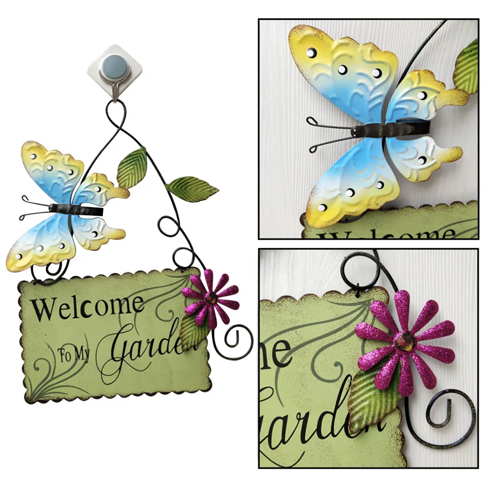 Подвесной Орнамент металлический ярд цветок Добро пожаловать настенная доска