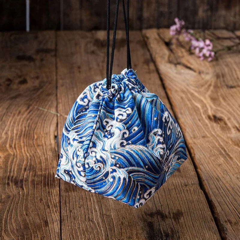 

Lunch Tote Bag Japanese Drawstring Bento Pouch Portable Bento Storage Bag Lunch Handy Bags for Outdoor School 6PCS