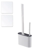 Silicone Toilet Brush and Holder Set for Bathroom Flexible Brush Head with Silicone Bristles  Wall-Mounted Deep Cleaning Corner