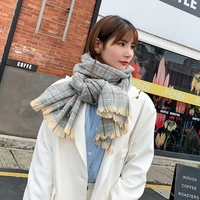 2021 imitation cashmere scarf female winter 2021 new thermal lattice pallium neutral characters for women