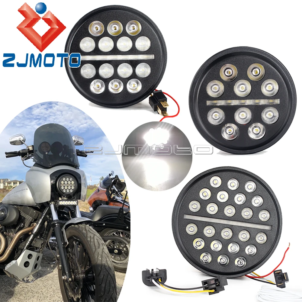 

7" Slim Line Multi LED Projection Headlight Round Black OPS LED Headlamp Motorcycle For Harley Road King CVO FLHR Classic