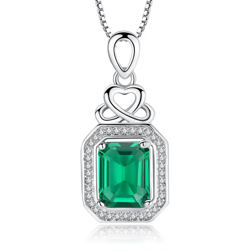 

Women Necklace New Heart Lock Square Necklace Fashion Pendant Ladies Geometric Korean Version Micro Inlaid Green Square Zirconiu