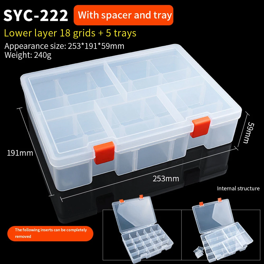 Ящик для инструментов LUXIANZI, прозрачный, пластиковый, с ручкой, регулируемый, для ремонта инструментов, винтов, пылезащитный, органайзер, чехол