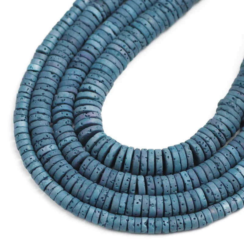 

Павлин синий натуральный камень вулканическая лава бусины плоские круглые прокладки свободные бусины для изготовления ювелирных изделий 4...