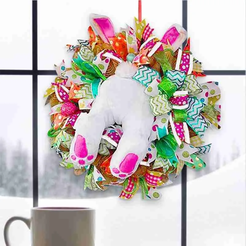 

Easter Thief Bunny Wreath Butt With Ears Cartoon Bunny Shape Cute Home Decors Ornaments Happy Easter Decor Hanging Garland