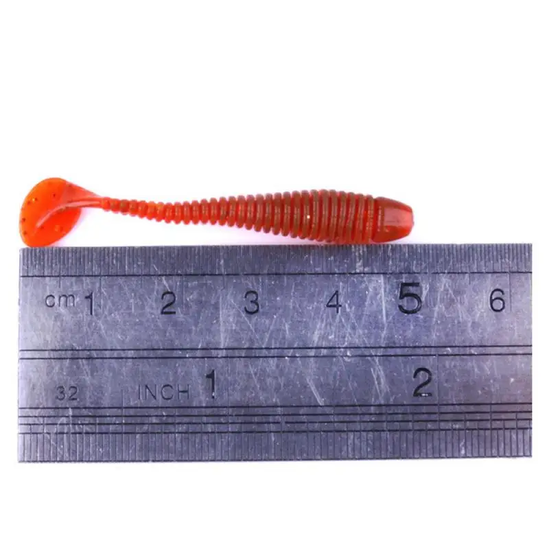 50pcs Fishing Lure soft bait Worm T Tail Wobblers 5.0 cm 1g Aritificial Silicone salt Smell Bass Pike Jigging Bait | Спорт и