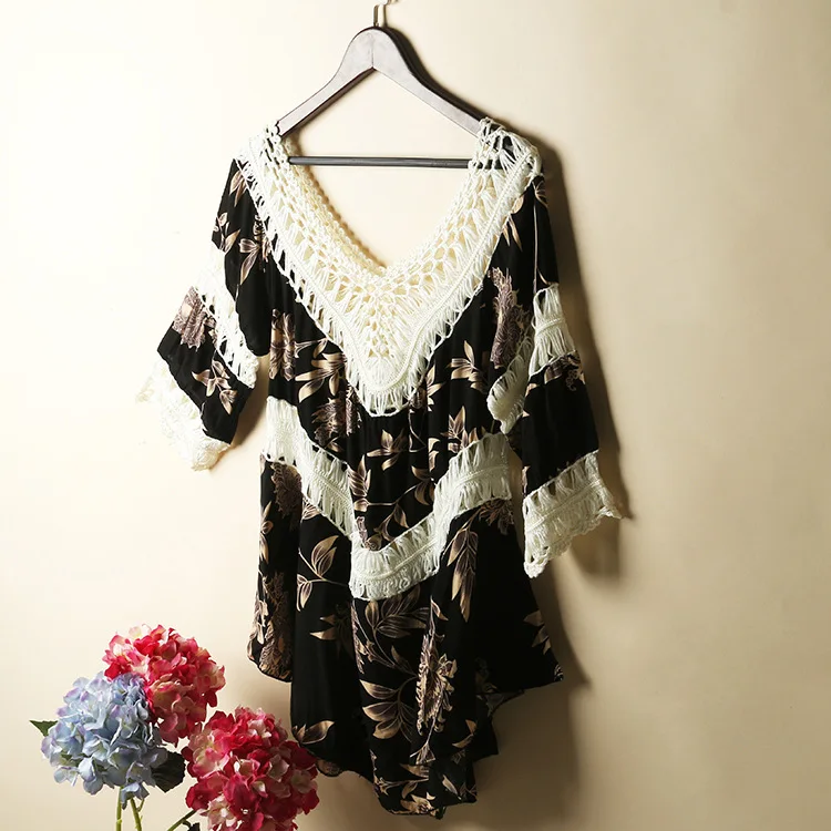 Блузка-бикини с вырезами на руке блузка вышивкой пляжная юбка для детей защитой