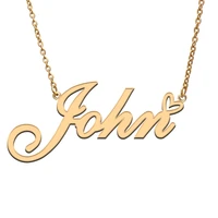 love heart john name necklace for women stainless steel gold silver nameplate pendant femme mother child girls gift