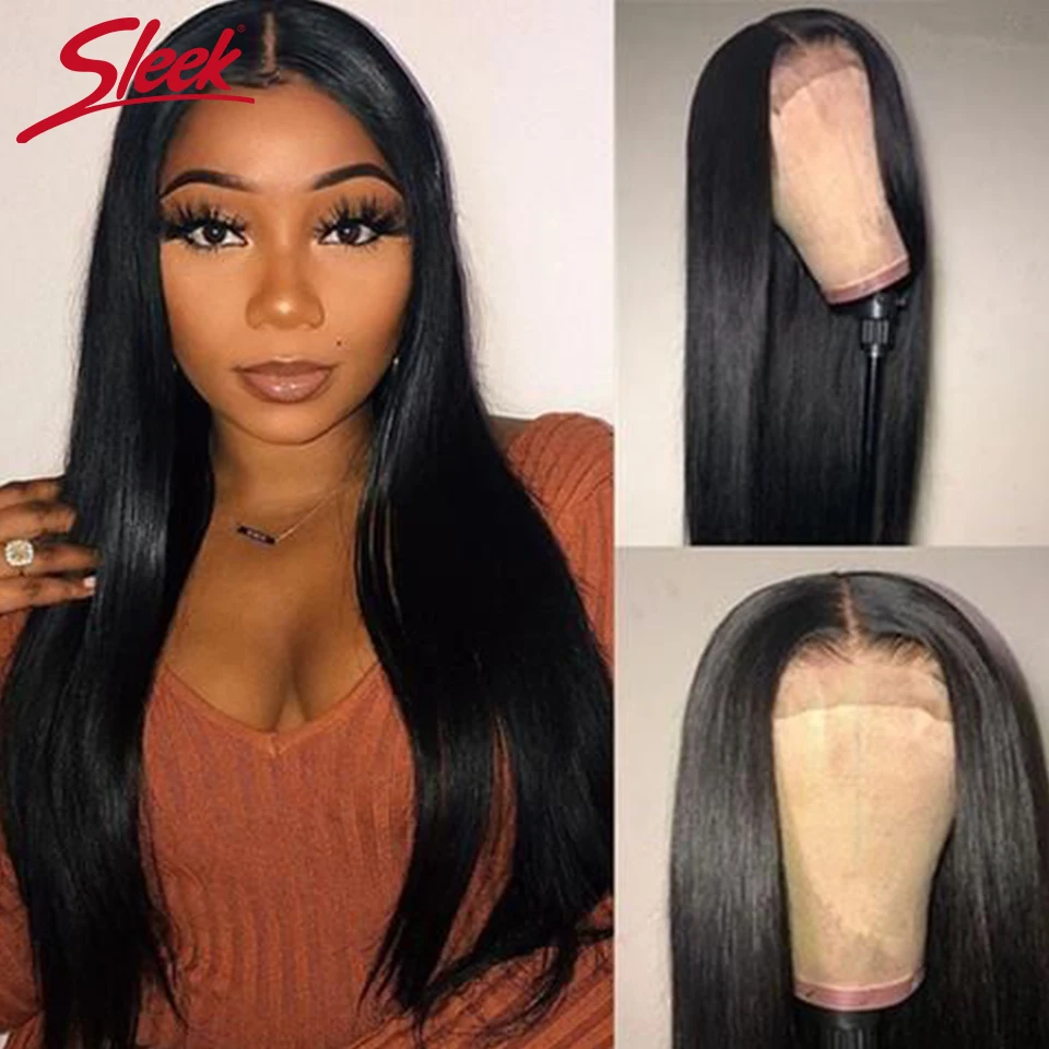 Sleek 4X4 Lace Closure Wigs Peruvian Remy 13x4 Lace Front Human Hair Wigs Straight T Part Lace Wig Human Hair Wigs Pre Plucked
