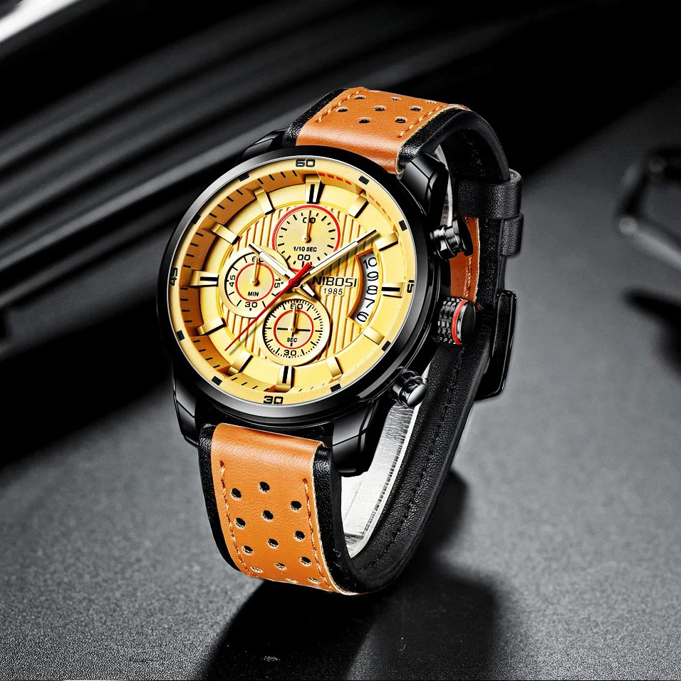 NIBOSI спортивные часы мужские кварцевые наручные 2020 новые модные