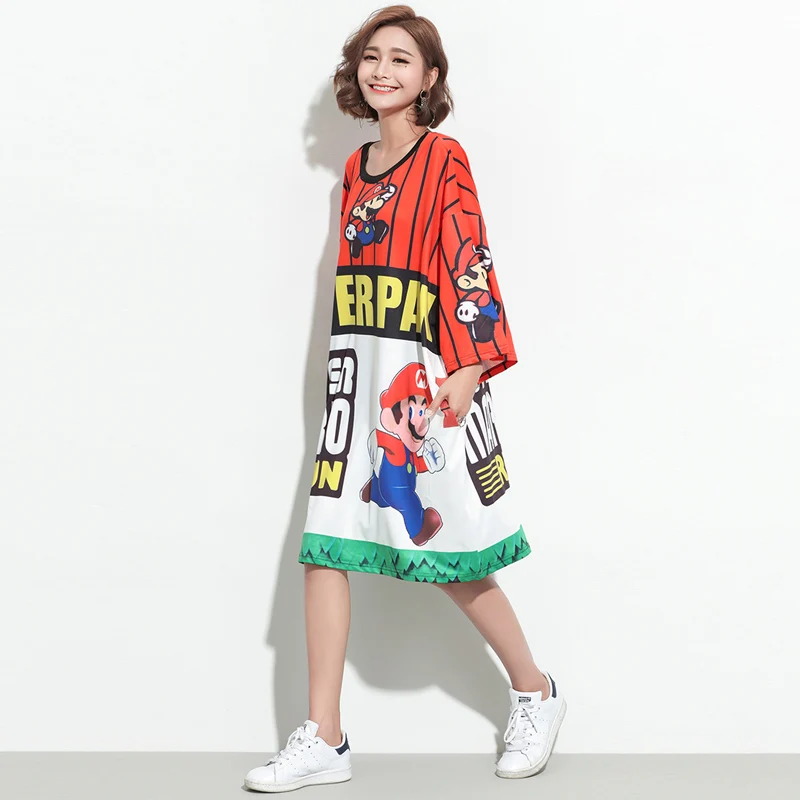 2019 летние женские футболки с принтом Супер Марио большие размеры дизайнерская