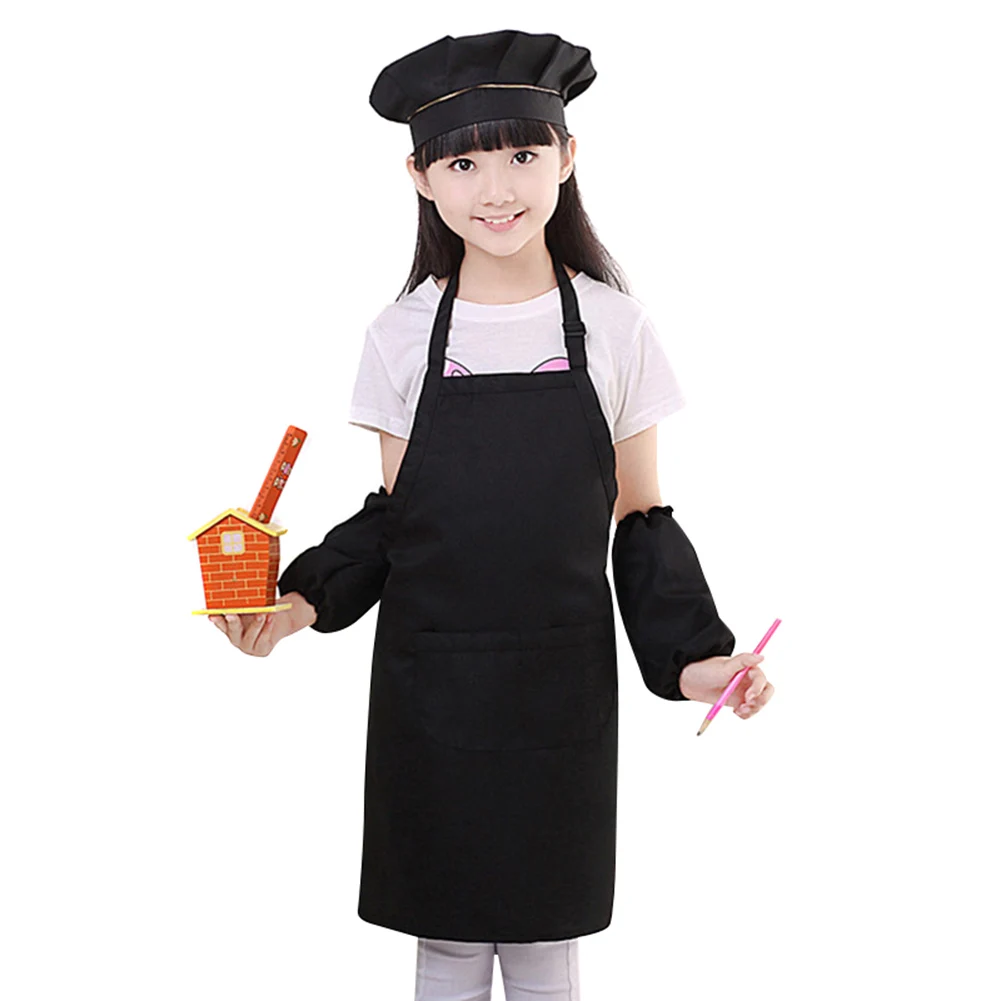 

Children Apron Hat Sleevelet Set Kindergarten Baking Painting Craft Art Aprons K2
