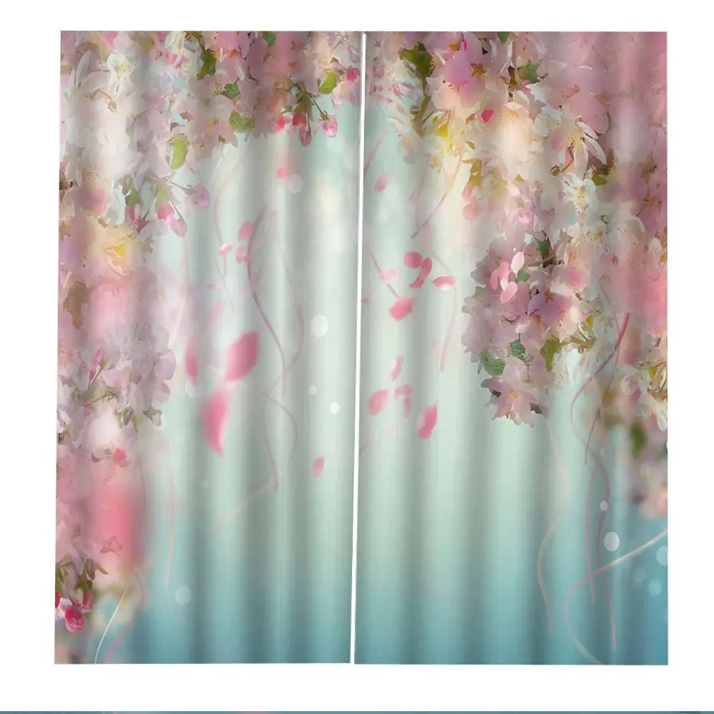 Пользовательские окна занавески для детей затемненные Гостиная розовые цветы