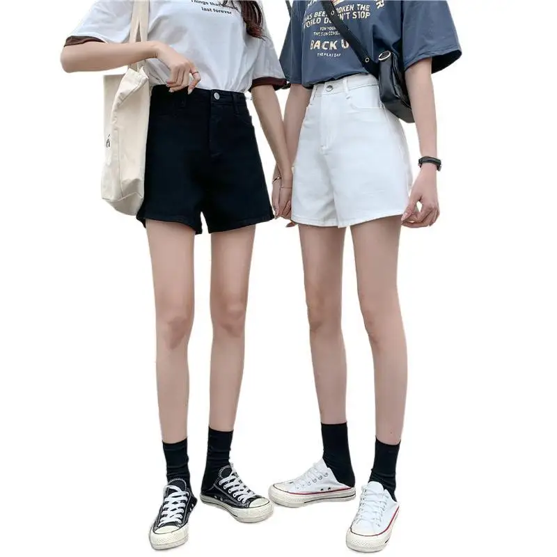 

GOOHOJIO 2021 Summer New Large Size Wide Leg Shorts Vintage Jeans High Waist Button Chic Denim Shorts Casual Loose Jeans Female