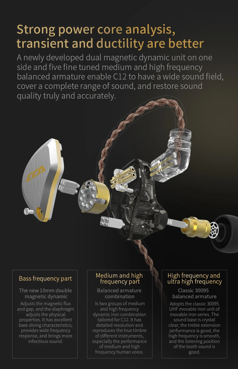 CCA C12 5BA+ 1DD гибридные наушники 12 водителей HIFI DJ монитор наушники KZ ZSX AS10 ZST CCA C10 C16