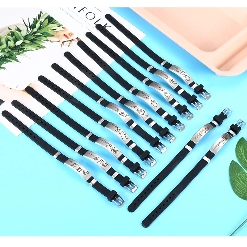 JOINBEAUTY 12 знаков раннего рака Лев весы Стрелец черные силиконовые браслеты мужские