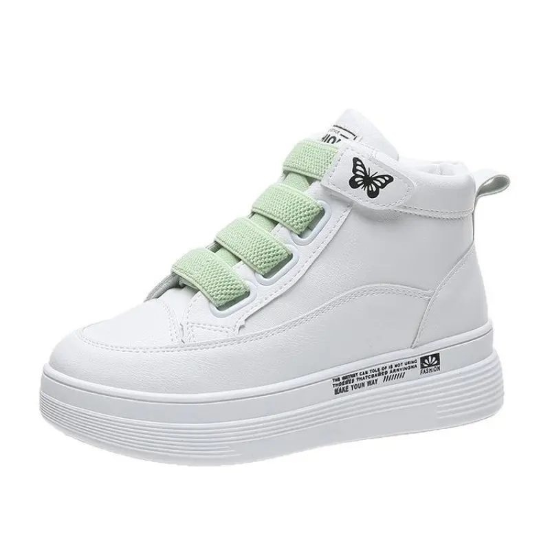 

2020 New Arrival Women Shoes Sneaker High Top Pu Leather Hook&Loop White Sneakers Women Casual Vulcanized Shoes