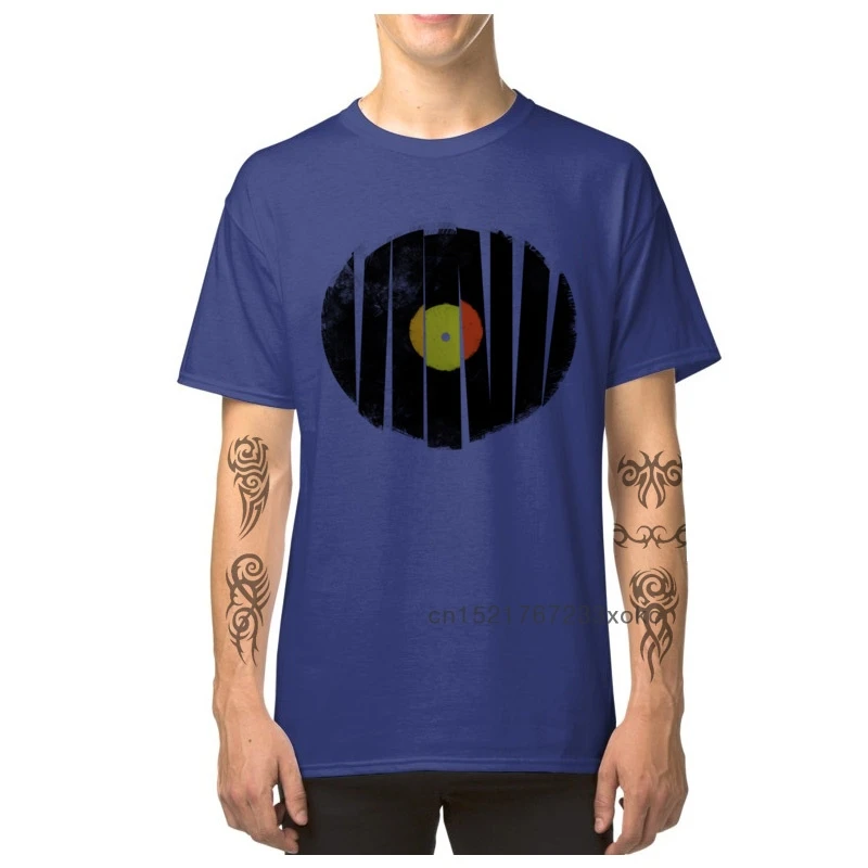 80s Men T-shirts Broken Vinyl Record Retro Music Vintage Grunge Rock T Shirt Faddish Guys Cotton Fabric Streetwear Mens Tshirt
