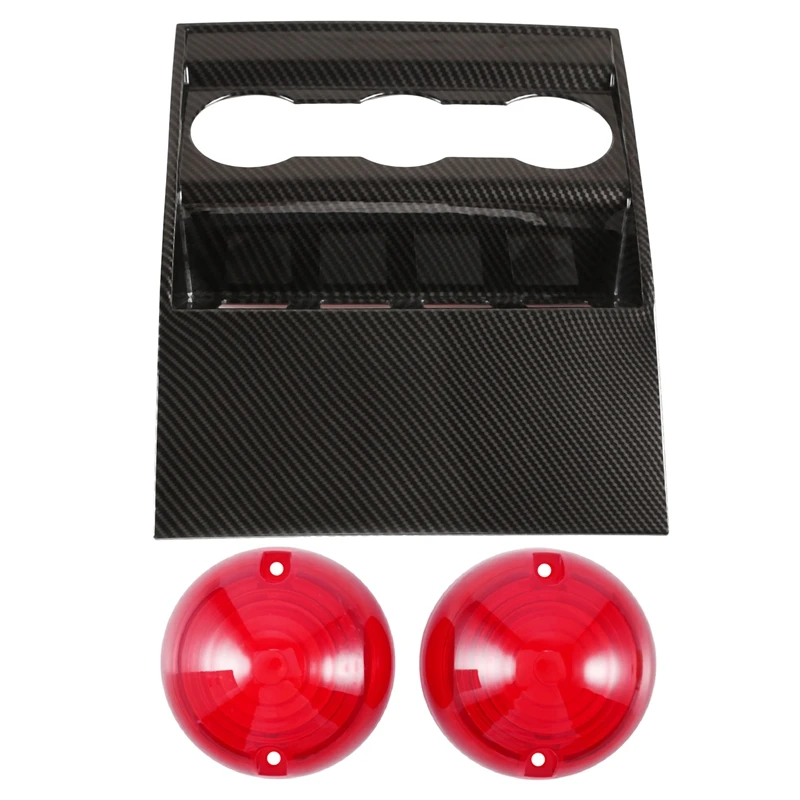 

NEW-1 Pcs Car ABS Carbon Fiber Armrest Box Rear Protect Cover Trim & 1 Set Indicator Lenses RTC210 Lampshades