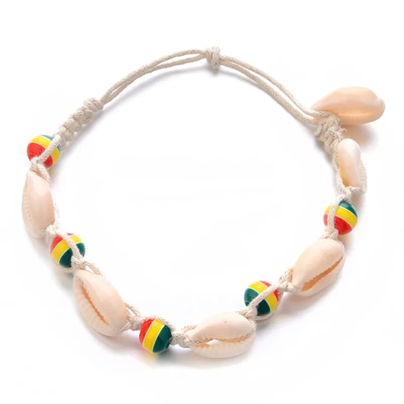 

Vintage DIY Rope Wood Bead Ankle Bracelet Natural Shell Bohemian Anklet Women Foot Jewelry Summer Beach Holiday Accessories